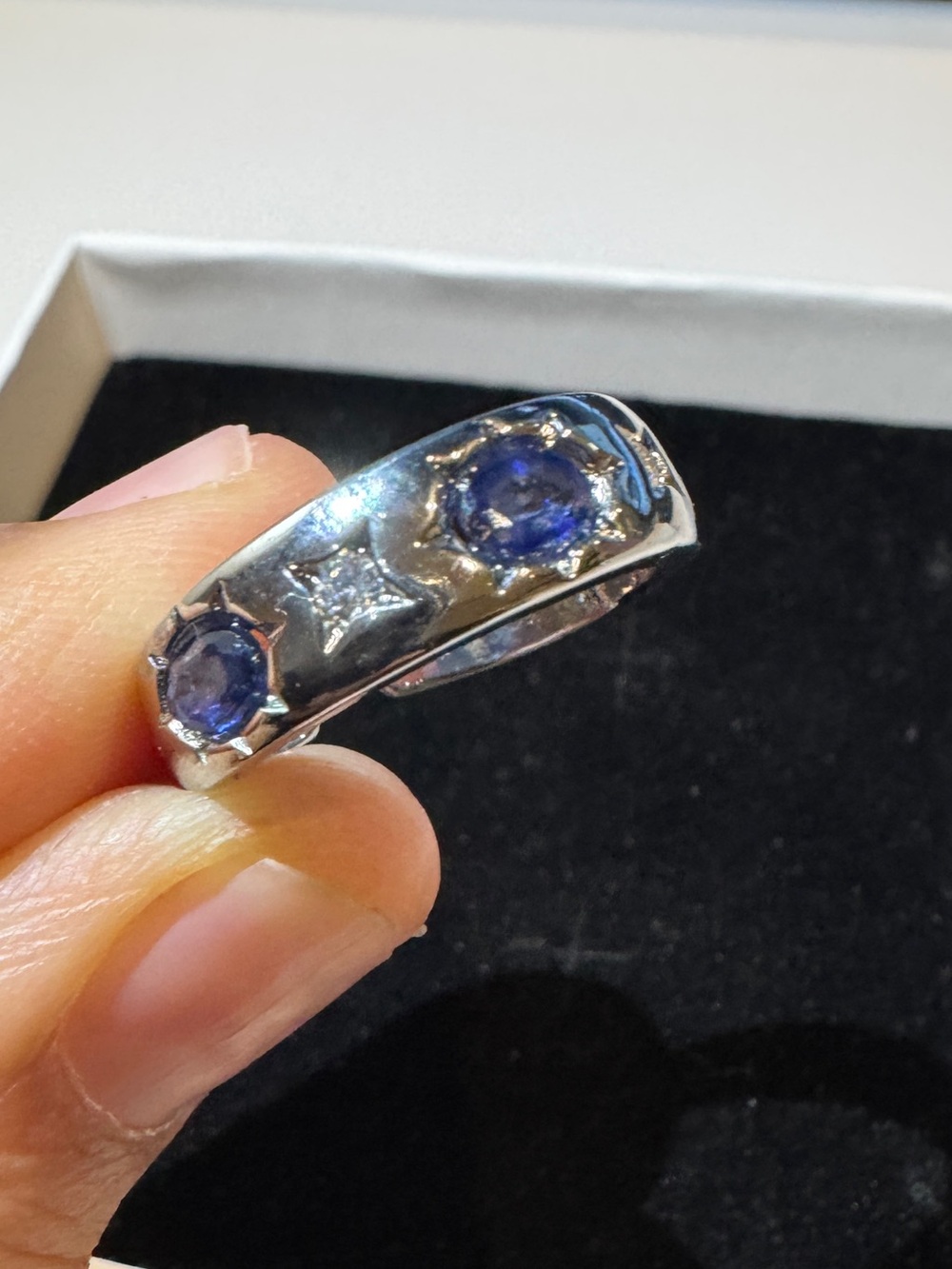 Sapphire Band Ring blue Adjustable